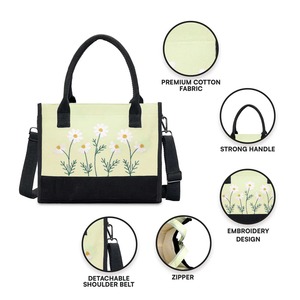 Excellent Quality Green Floral Reusable Rope Handle Tote Bag with <b>Secure</b> Zipper Closure for Daily Shopping and Office Use - Product Image 2