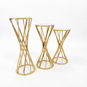 Meubles de mariage, support de présentation de fleurs en acier inoxydable doré moderne de luxe, modèle FS001, intérieur/extérieur pour événements - Product Image 1