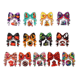 Set <span class=keywords><strong>de</strong></span> Adornos <span class=keywords><strong>de</strong></span> Halloween: Calabaza, Fantasma y Cuentas Acrílicas en Forma <span class=keywords><strong>de</strong></span> Lazo para Bolsos, Horquillas y Bolígrafos - Product Image 4