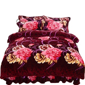 Bộ Ga Giường Lông Cừu Flannel 100% Polyester 4 Chiếc Vỏ Gối Được Trang Bị Tấm Ga Trải Giường Trong Một Tấm Ga Trải Giường - Product Image 1