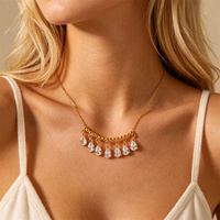 Collier ras du cou en acier inoxydable avec chaîne et multiples cristaux pour femme, accessoires de clavicule étanches en or 18 carats, bijoux pour le cou