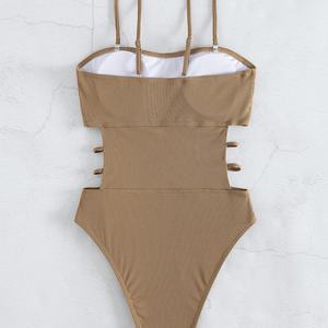 Traje de Baño de Una Pieza para Mujer, Bikini Triangular sin Entrepierna, Color Sólido, Lujoso y Moderno, para Fitness y Playa, 2024 - Product Image 3