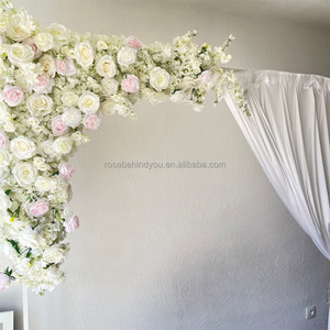 Rosebehindyou Suspendus Artificielle <span class=keywords><strong>Pampa</strong></span> Feuilles Séchées Roses Blanches Floral Soie Décoratif Fleur Coureur Toile de Fond Pour Mariage - Product Image 6