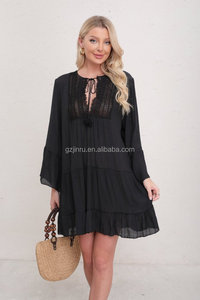 JINRU-<span class=keywords><strong>Robe</strong></span> tunique de plage à manches longues pour femmes, vêtements d'été, vêtements de plage, dentelle, crochet - Product Image 4