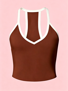 Paquete de 4 Camisetas de Tirantes Deportivas de Color Sólido para Mujer con Ribete Blanco, Camisetas sin Mangas Casuales de Punto - Product Image 4