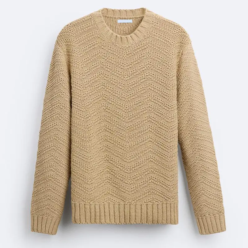 Custom OEM   ODM men sweater pullover Geometric texture sweater Long Sleeve Knitted men clothes knitwear cotton men sweater