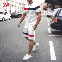 PASUXI Ensemble Homme Décontracté d'Été, Tendance Mode Sportif, Bicolore, à Manches Courtes, Col Rond Ample