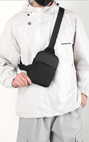 Haute Qualité Zipper Petit Noir Sling Bandoulière Épaule Téléphone Sac Hommes Poitrine Sac Logo Personnalisé Mini Sacs À Bandoulière