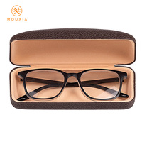 Étui à lunettes rigide ovale en grain de litchi texturé, anti-rayures, avec logo personnalisé, multicolore, vente en gros