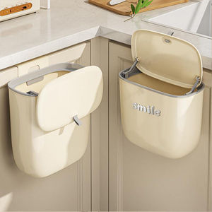 Large-capacity <b>kitchen</b> wall-mounted trash can with lid, suitable for household <b>kitchen</b> waste disposal, tabletop, bathroom, and - Product Image 1