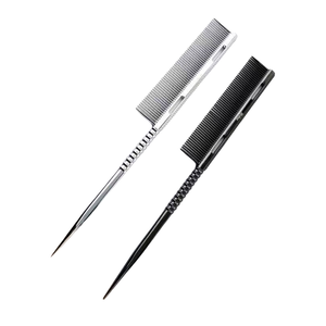 Sisir rambut tikus Panjang profesional wanita, sisir Salon sisir gigi aluminium halus tahan panas kayu modis - Product Image 4