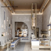 Meubles de restaurant de haute qualité, comptoir de bar en acier inoxydable avec éclairage LED pour la décoration de restaurant