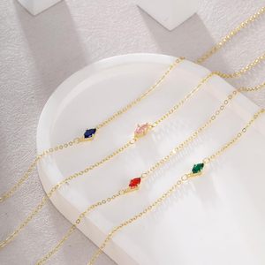 <strong>Golden</strong> Zero-Link <strong>Chain</strong> <strong>Necklace</strong> with Dark Green Zircon Birthstone July 40+5cm for Anniversaries N0843 - Product Image 4