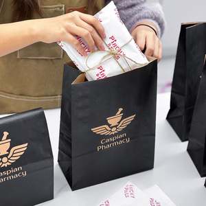 Bolsas de Papel Kraft Ecológicas, Biodegradables y Reciclables con Diseño de Logotipo Personalizado para Medicamentos Diarios de Farmacia - Product Image 4
