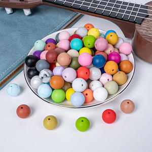 Venta al por mayor de cuentas de silicona Color de grado alimenticio, cuentas redondas sueltas hechas a mano Diy, pulsera de cuentas, cadena de chupete en Stock - Product Image 1
