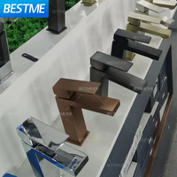 Robinet de lavabo mural en acier inoxydable 304, mélangeur eau chaude et froide, finition dorée, vente en gros