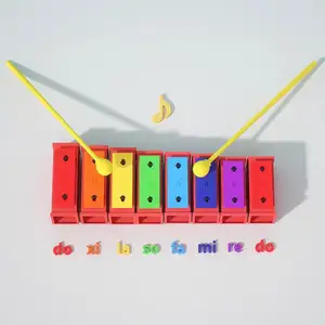 Fabrika doğrudan tedarik ahşap gökkuşağı blokları müzik oyuncak bebek müzikal oyuncaklar 3 In 1 piyano klavyesi bas ksilofon