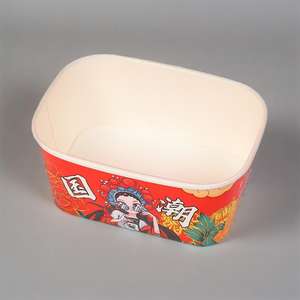 Bol à salade rectangulaire carré en papier kraft jetable en gros, récipient alimentaire à emporter, bol à soupe en papier micro-ondable avec couvercle - Product Image 3