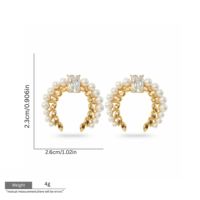Boucles d'oreilles créoles plaquées or en gros, avec perles et zircons, légères et tendance, bijoux fantaisie pour femmes