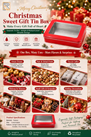 Boîte en métal de Noël personnalisée avec logo en relief, recyclable, de qualité alimentaire, pour bonbons, biscuits, chocolat, emballage cadeau