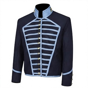 Veste d'extérieur vintage brodée pour homme, col montant, simple boutonnage, en mélange de laine, pour l'hiver - Product Image 1