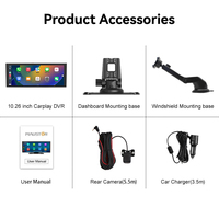 Pantalla Maustor de 10.26'' con CarPlay para Auto con Dashcam 4K, Control por Voz Inteligente, CarPlay, Android Auto, Radio para Auto