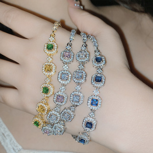 Nueva pulsera exquisita de piedras preciosas de colores para mujer, chapada en oro de 18k, con <span class=keywords><strong>diamantes</strong></span> de azúcar y esmeraldas. - Product Image 6