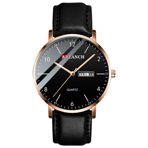 Montre à quartz minimaliste pour homme, bracelet en cuir, montre-bracelet simple pour affaires, étanche, tendance - Product Image 1