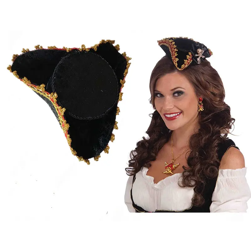 benutzerdefiniertes halloween kostüm zubehör cosplay mini piratenhut haarclips für damen