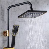 Ensemble de robinetterie de douche mural moderne de haute qualité, couleur noir et or, corps principal en laiton, pour salle de bain
