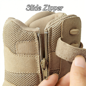 Botas Tácticas Negras para Hombre, Impermeables, para Senderismo al Aire Libre, Zapatos de Seguridad Duraderos de Cuero de Gamuza, Botas de Selva - Product Image 4