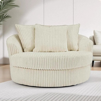 Canapé individuel surdimensionné en velours côtelé ultra-doux, pivotant à 360°, fauteuil d'appoint avec 3 grands coussins, chambre moderne, hôtel, bois massif
