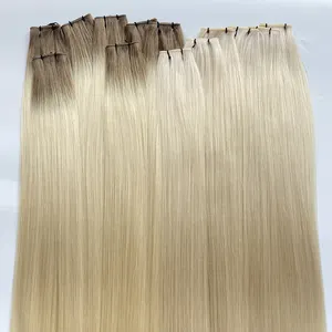 HaiYi Factory Thin Invisible Double Drawn Russian Genius Weft Hair Extensions Human Hair Genius Weft Hair