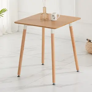Mesa de café quadrada branca e moderna, para uso caseiro, pernas de madeira para jantar