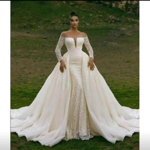 AL1778 2024 Robes de mariée Robe de mariée Robe de mariage pas cher Robe Mariage Pour <span class=keywords><strong>Les</strong></span> Femmes Élégant 2 en 1 Luxe Princesse Femmes Robes de mariée - Product Image 2