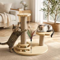 Grand arbre à chat interactif moderne de luxe avec plateau tournant, griffoir en sisal, structure d'escalade en bois massif durable et structure pliable en MDF