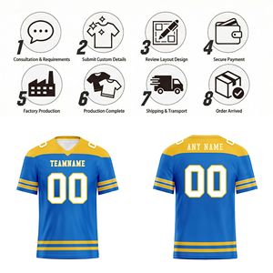 Jersey Sepak Bola Amerika Grosir Cetak Sesuai Permintaan OEM ODM Nama Tim Kustom Seragam Olahraga Bernapas FBJ02-250607-14 - Product Image 4