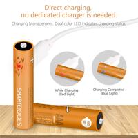 Baterai Isi Ulang Smartoools Ni-MH AAA AA 1.2V 450mAh Garansi 2 Tahun Pengisian Daya USB Micro/Type-C Bersertifikasi CE/FCC 500+ Mainan