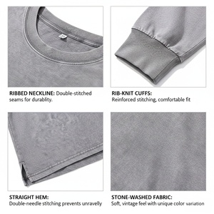 เสื้อยืดผู้ชายทรงบ็อกซี่ วินเทจ ล้างสีแบบแอซิดวอช ผ้าฝ้าย 100% ราคาถูก รุ่น TKAN1004D ขายส่ง เสื้อยืดแขนยาวคุณภาพสูงสำหรับเล่นกีฬา - Product Image 2