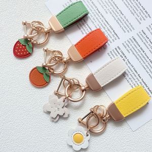 Creative Handmade Keychain Pendant Fashion PU Leather Light Keychain Back School <b>Cute</b> <b>Keyrings</b> Decoration Bag - Product Image 2