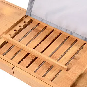Rak Caddy mandi bambu kayu mewah ramah lingkungan rak bak mandi Spa dapat diperbesar dengan memperluas sisi untuk Tablet