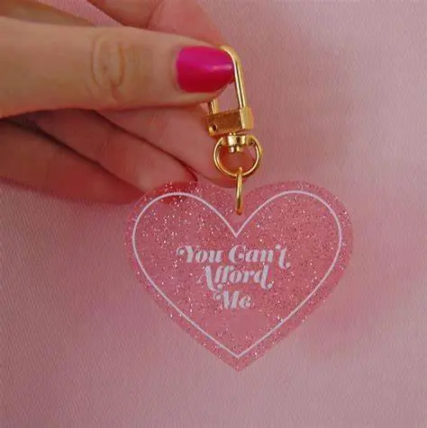 Acrylic Keychain Custom heart shape hologram printed creative plastic key chain keyring keychains glitter