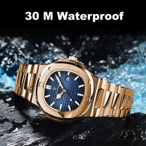 <span class=keywords><strong>Orologio</strong></span> da Uomo POEDAGAR 613 Quarzo Quadrato in Acciaio Inossidabile <span class=keywords><strong>Oro</strong></span> <span class=keywords><strong>Rosa</strong></span> Nuovo Colore Classico Business Impermeabile Luminoso con Data - Product Image 2