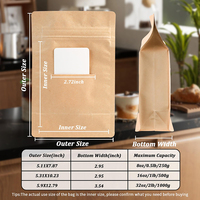 Sacs de café torréfié à fond plat de 1 lb (8 unités) en gros, sacs de grains de café recyclés de 16 oz avec valve et fermeture éclair