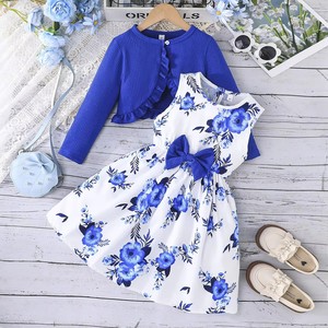 Ensemble Vêtement Enfant Style Européen Filles : <span class=keywords><strong>Robe</strong></span> Florale et Manteau à Manches Longues – Tenues Bébé Fille Robes d'Anniversaire pour 3 Ans - Product Image 3