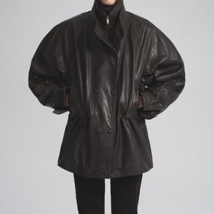 Chaqueta Blazer Negra de Moda 2025, Chaqueta de Cuero PU de Un Solo Pecho, Chaquetas de Cuero para Mujer - Product Image 1