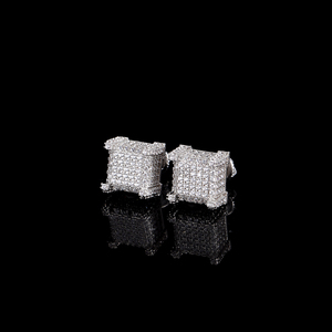 925 Sterling Silver Hip Hop Iced Out Jewelry Gold Plated <b>Earrings</b> Women Micro Pave 3A Zircon Square Screw <b>Back</b> <b>Earring</b> - Product Image 4