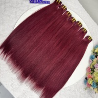 Lot de Cheveux Raides Naturels Rouges 99J du Cambodge, Lot de Cheveux Humains Raides Naturels Vietnamiens, 100% Cheveux Non Traités avec Cuticules Alignées