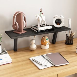 Floating Desk Shelf Solid Wood Grain 2 Tier Desktop Storage Rack Organizing <b>Bracket</b> For Office Workstation Neatening - Product Image 4