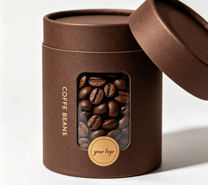 Custom Coffee Beans Paper Tube Packaging with <b>Window</b> Gold <b>Foil</b> Logo Recyclable Craft Paper Box for Beverage - Product Image 5